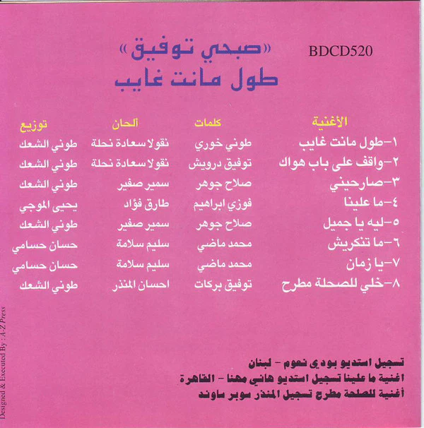 صبحي توفيق = Sobhi Tawfik* - طول ما أنت غايب = Toul Manta Ghayeb (CD, Album) - Image 3