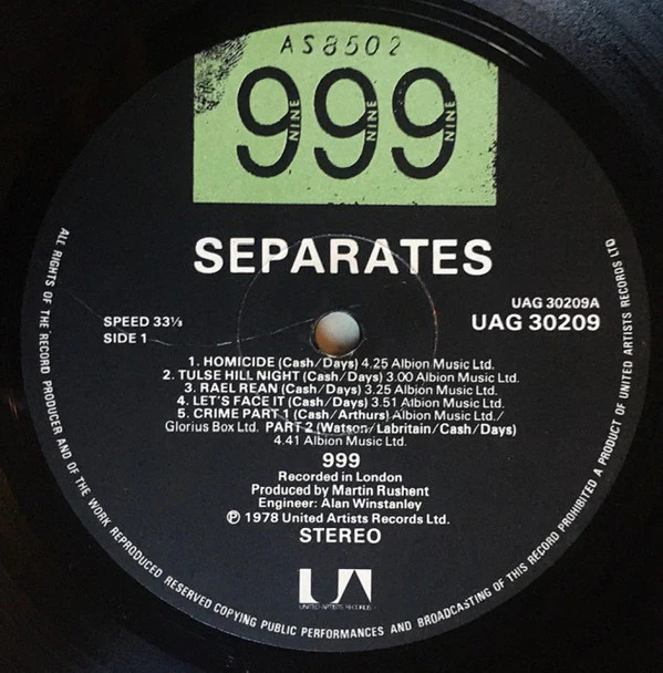 999 - Separates (LP, Album) - Image 3