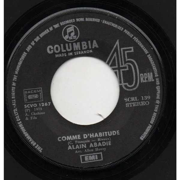 Alain Abadie - Filles Du Vent / Comme D'Habitude (7") - Image 4