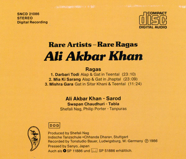 Ali Akbar Khan, Swapan Chaudhuri - Rare Artists - Rare Ragas (CD, Album) - Image 2