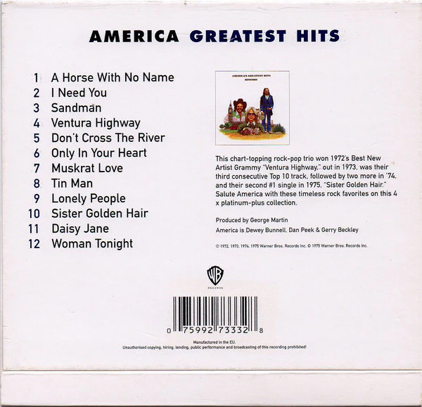 America (2) - History - America's Greatest Hits (CD, Comp, RE, Sli) - Image 4