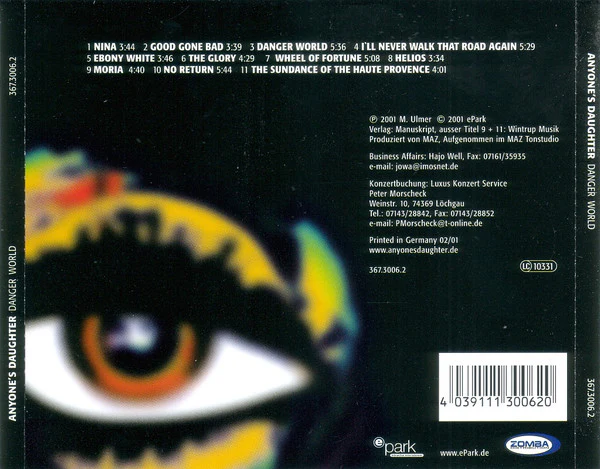 Anyone's Daughter - Danger World (CD, Album) - Image 2