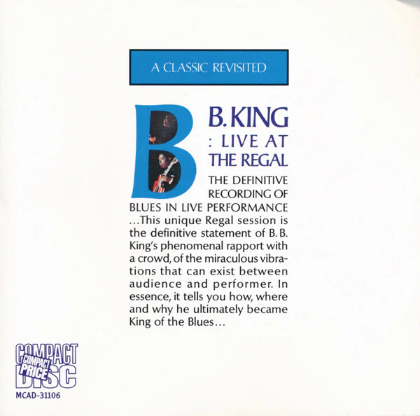 B.B. King - Live At The Regal (CD, Album, Club, RE)