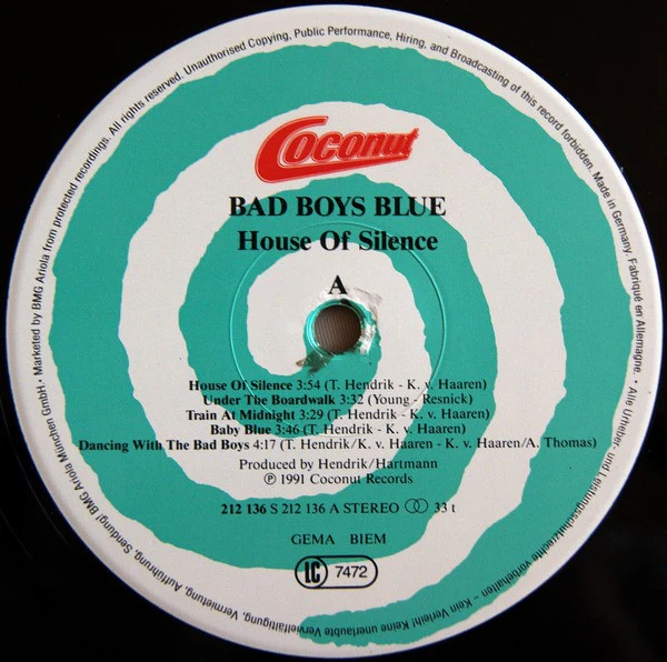 Bad Boys Blue - House Of Silence (LP, Album, Gat) - Image 4