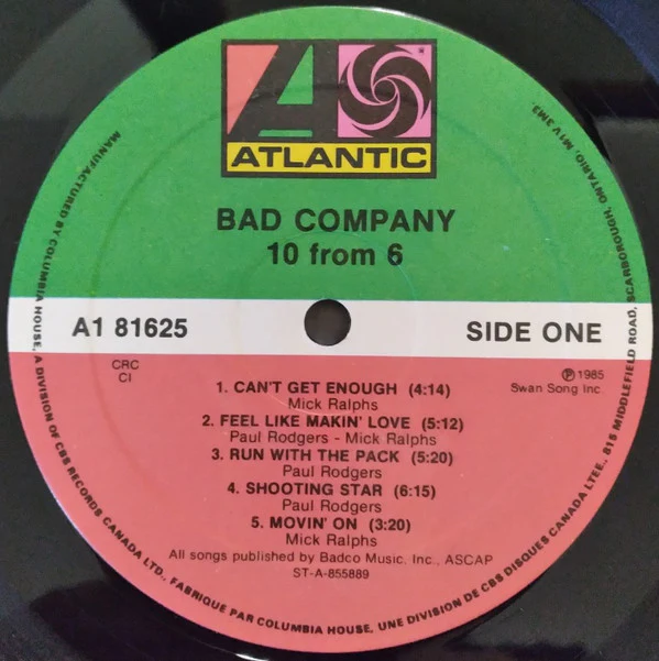Bad Company (3) - 10 From 6 (LP, Comp, Club) - Image 3