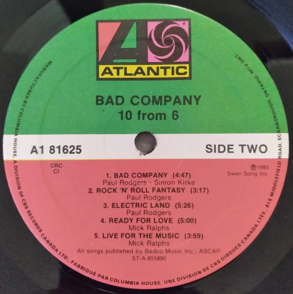 Bad Company (3) - 10 From 6 (LP, Comp, Club) - Image 4