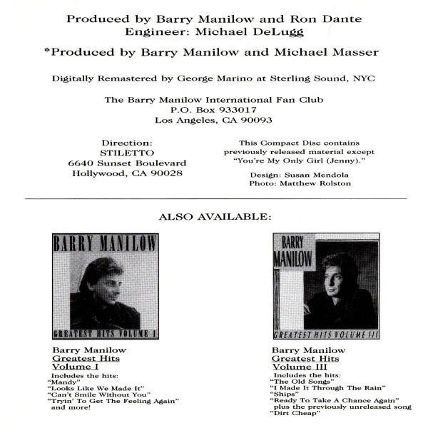 Barry Manilow - Greatest Hits Volume II (CD, Comp, RM) - Image 5