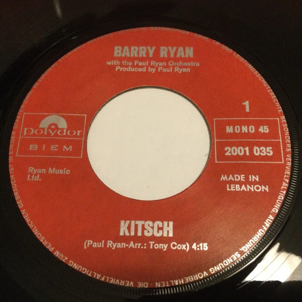 Barry Ryan - Kitsch / Give Me A Sign (7", Single, Mono) - Image 2