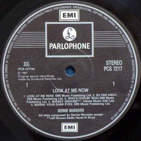 Bernie Marsden - Look At Me Now (LP, Album) - Image 3