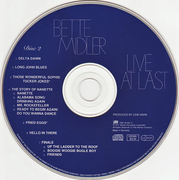 Bette Midler - Live At Last (2xCD, Album) - Image 3