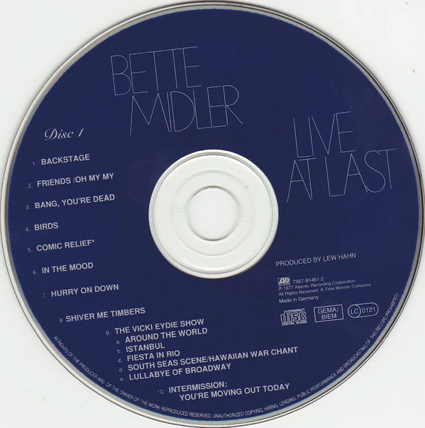 Bette Midler - Live At Last (2xCD, Album) - Image 4