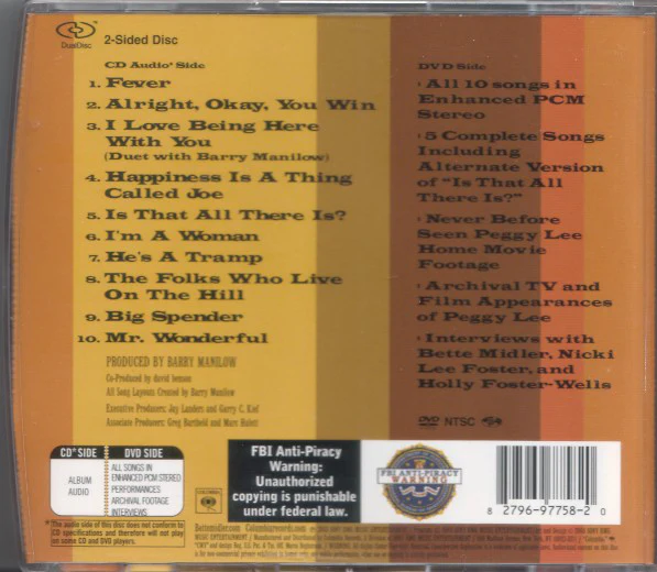 Bette Midler - Sings The Peggy Lee Songbook (Hybrid, DualDisc, Album, NTSC) - Image 2