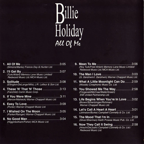 Billie Holiday - All Of Me (CD, Comp) - Image 5