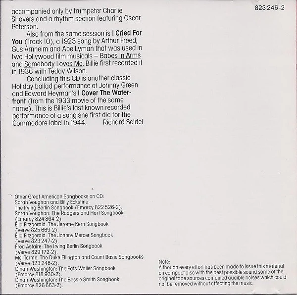 Billie Holiday - The Billie Holiday Songbook (CD, Comp) - Image 4