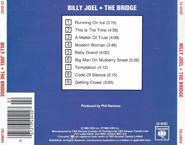 Billy Joel - The Bridge (CD, Album) - Image 2