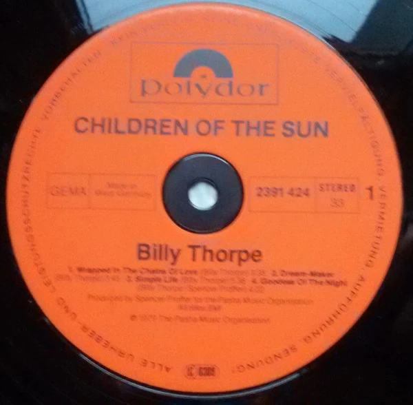 Billy Thorpe - Children Of The Sun (LP, Album) - Image 3