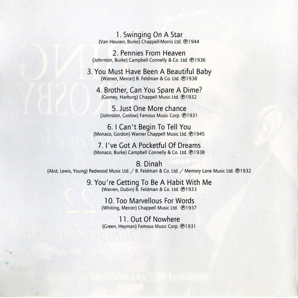 Bing Crosby - Don't Fence Me In, 22 Number One Hits (CD, Comp) - Image 3