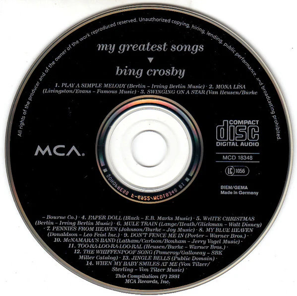 Bing Crosby - My Greatest Songs (CD, Comp) - Image 3