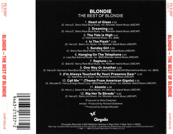 Blondie - The Best Of Blondie (CD, Comp, RE) - Image 2