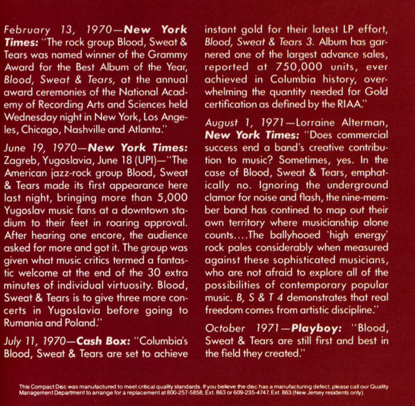 Blood, Sweat & Tears* - Blood, Sweat & Tears Greatest Hits (CD, Comp, RE, RP) - Image 5