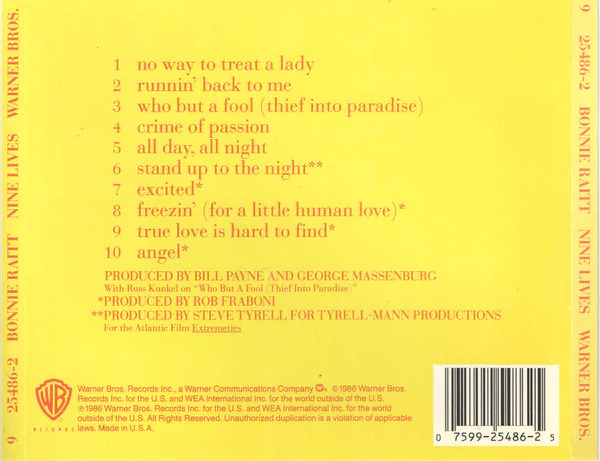 Bonnie Raitt - Nine Lives (CD, Album) - Image 2