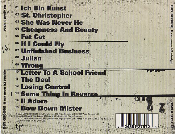 Boy George - U Can Never B2 Straight (CD, Album) - Image 2