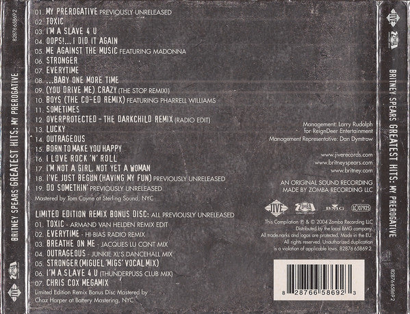 Britney Spears - Greatest Hits: My Prerogative (2xCD, Comp, Ltd, Tri) - Image 2