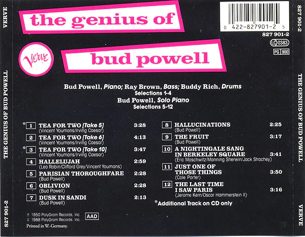 Bud Powell - The Genius Of Bud Powell (CD, Album, RE) - Image 2