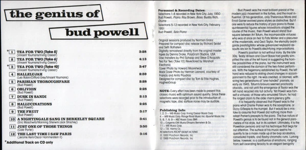 Bud Powell - The Genius Of Bud Powell (CD, Album, RE) - Image 4