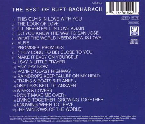 Burt Bacharach - The Best Of Burt Bacharach (CD, Comp) - Image 2