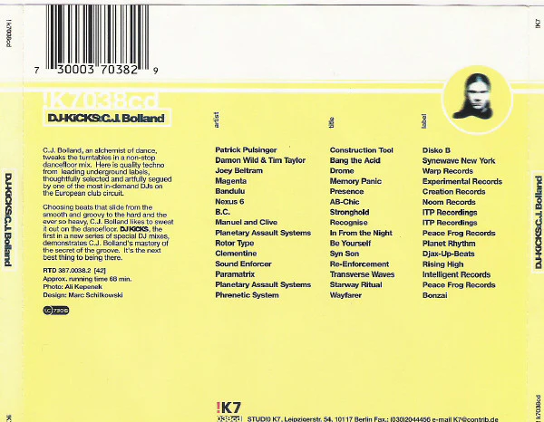 C.J. Bolland* - DJ-Kicks (CD, Comp, Mixed) - Image 2