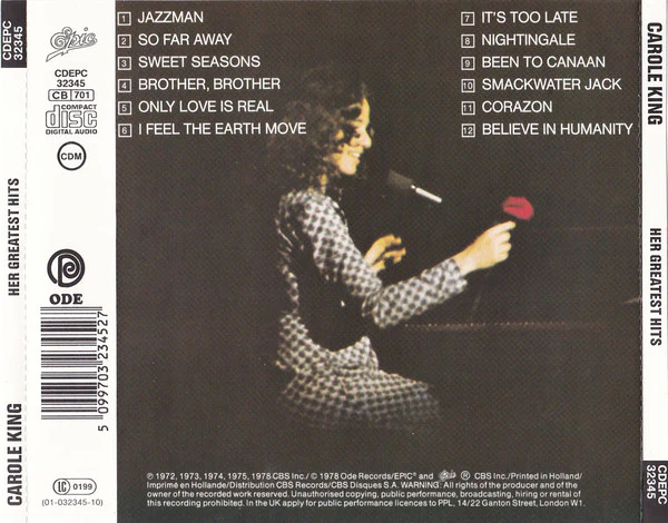 Carole King - Her Greatest Hits (CD, Comp, RE) - Image 2