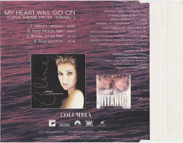 Celine Dion* - My Heart Will Go On (Love Theme From 'Titanic') (Dance Mixes) (CD, Maxi) - Image 3