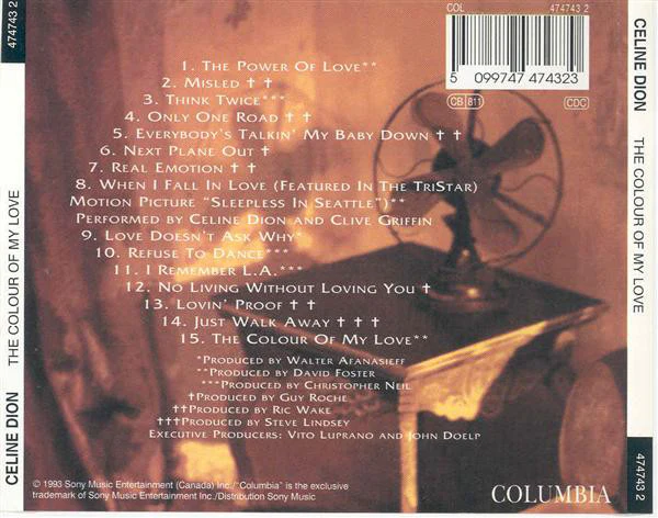 Celine Dion* - The Colour Of My Love (CD, Album) - Image 2