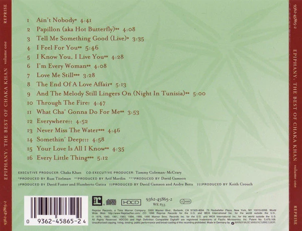 Chaka Khan - Epiphany: The Best Of Chaka Khan Volume One (HDCD, Comp) - Image 2