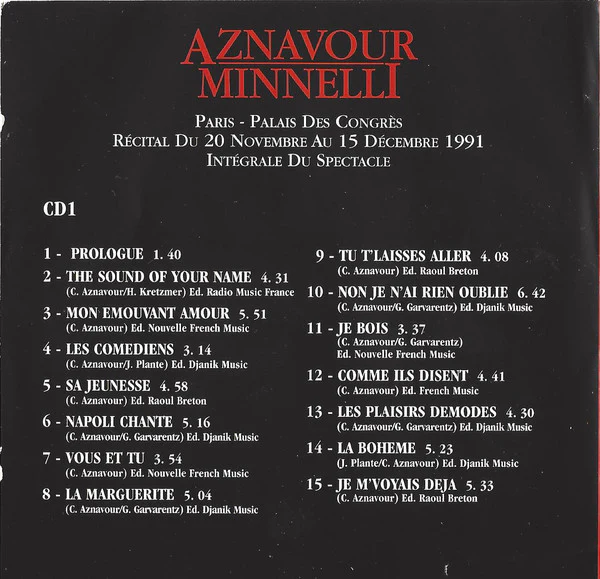 Charles Aznavour, Liza Minnelli - Paris - Palais Des Congrès Intégrale Du Spectacle (2xCD, Album) - Image 4