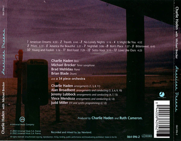 Charlie Haden With Michael Brecker Featuring Brad Mehldau And Brian Blade - American Dreams (CD, Album, RP) - Image 3