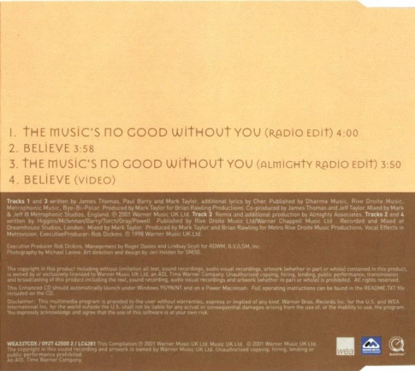 Cher - The Music's No Good Without You (CD, Single, Enh) - Image 3