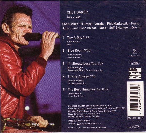 Chet Baker - Two A Day (CD, Album, RE, Dig) - Image 2