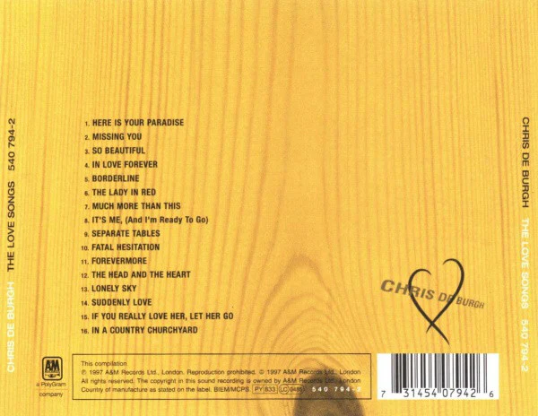 Chris de Burgh - The Love Songs (CD, Comp) - Image 2
