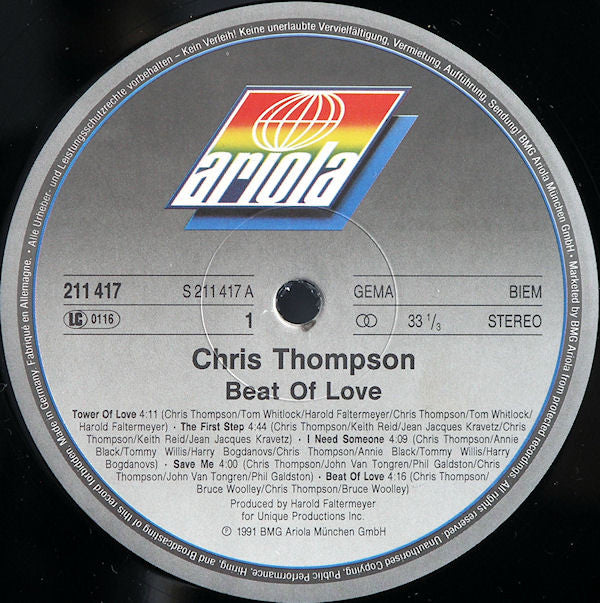 Chris Thompson - Beat Of Love (LP, Album) - Image 3