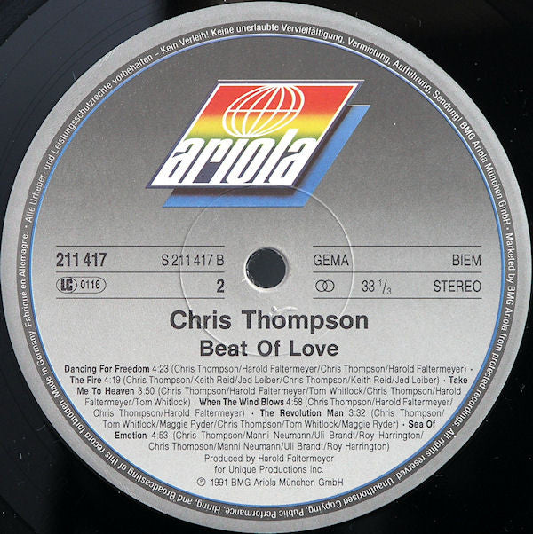 Chris Thompson - Beat Of Love (LP, Album) - Image 4