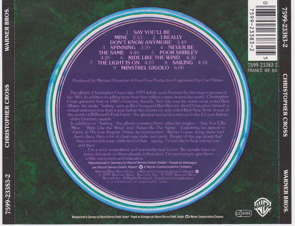 Christopher Cross - Christopher Cross (CD, Album, RE, RP) - Image 2