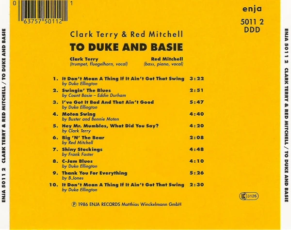 Clark Terry & Red Mitchell - To Duke And Basie (CD, Album, RE) - Image 4