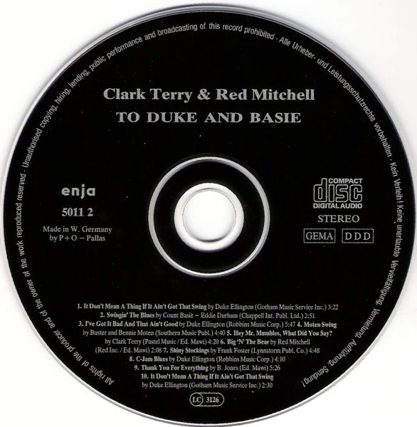 Clark Terry & Red Mitchell - To Duke And Basie (CD, Album, RE) - Image 5