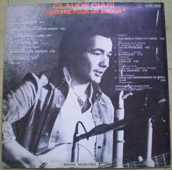 Claude Ciari - Guitare Pour Un Amour (LP, Album) - Image 2