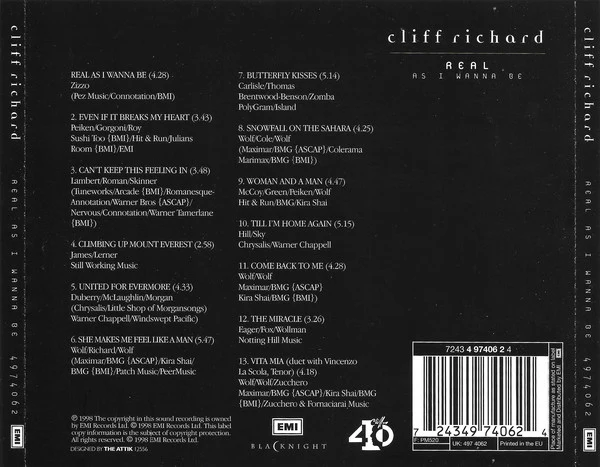 Cliff Richard - Real As I Wanna Be (CD, Album) - Image 2