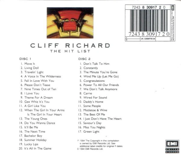Cliff Richard - The Hit List (The Best Of 35 Years) (2xCD, Comp) - Image 2