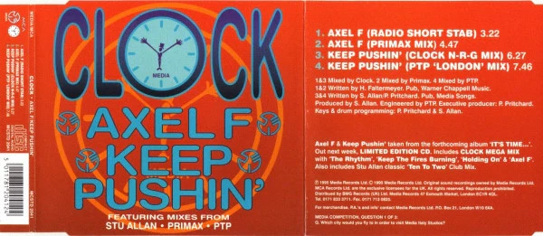 Clock - Axel F / Keep Pushin' (CD, Single, CD1) - Image 3