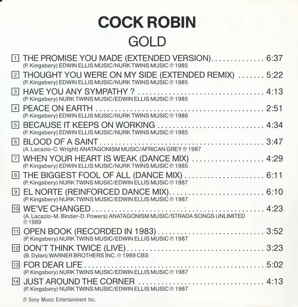 Cock Robin - Gold (CD, Comp, RP) - Image 5